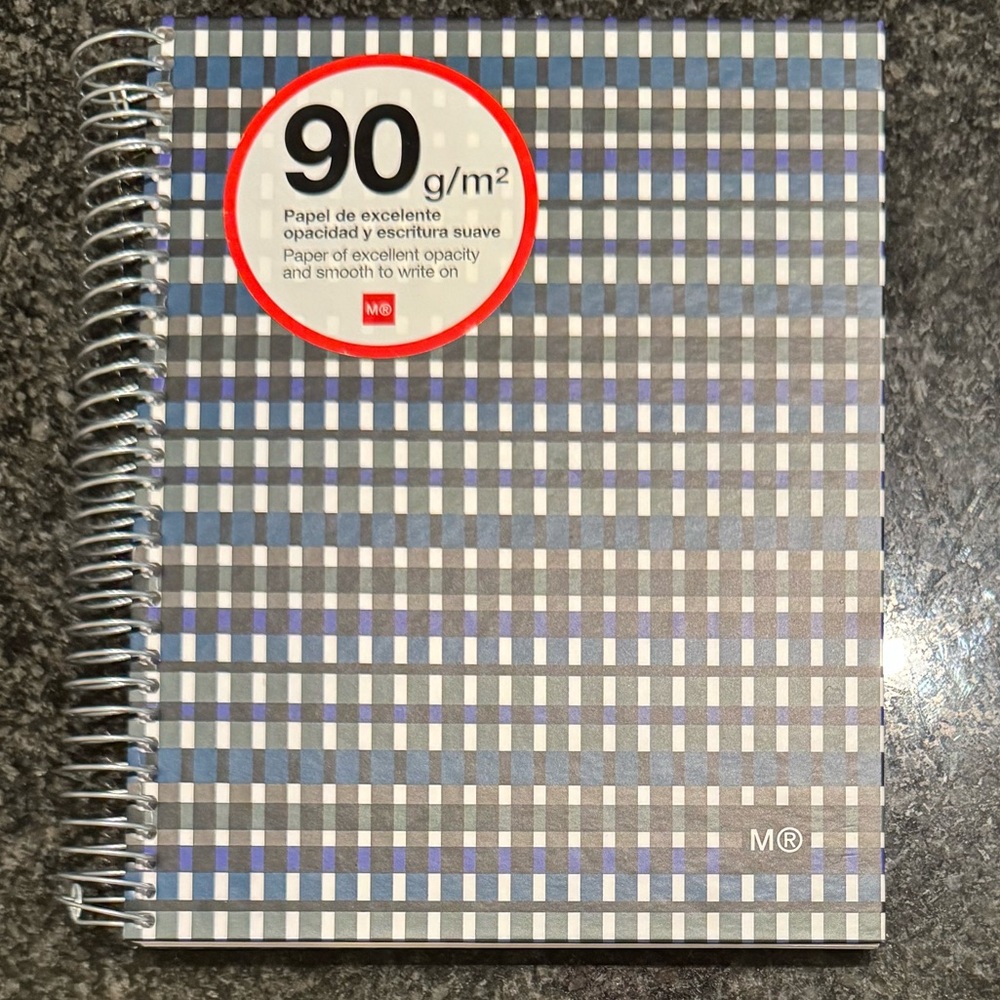 NEW Miquelrius Plaid A5 4-Subject Lined Notebook with 120 Perforated Sheets